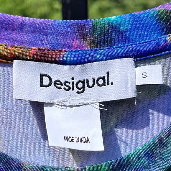 Desigual Leaf Print Multicolor Viscose Short Sleeve T Shirt Size S - Picture 5 of 8